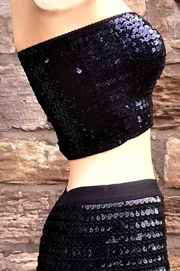 Black Disco Sequin Boob Tube | SHRINE CLOTHING - SHRINE